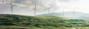 windmills on hilly landscape