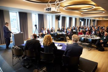 View of the audience, speaker and panel at the FMG conference in honour of Sir Oliver Hart titled New Frontiers in Corporate Governance